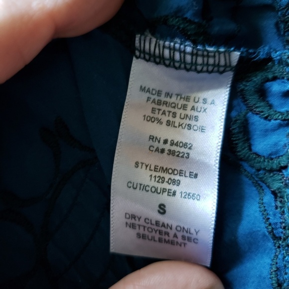 Language Silk Embroidered Top. - Picture 3 of 7